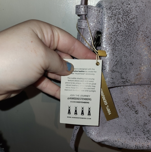 Aimee Kestenberg iridescent metallic light purple silver Bali crossbody … - Picture 7 of 9